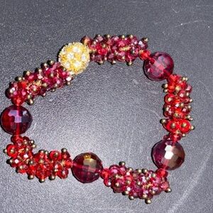 Talbots Red and Gold Beaded Bracelet